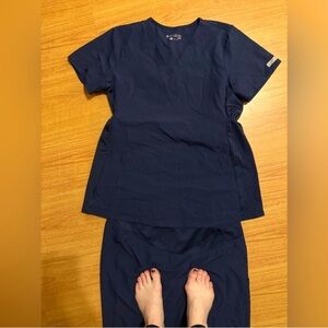 Maternity scrubs in navy blue. 2 pairs as a bundle for $60.